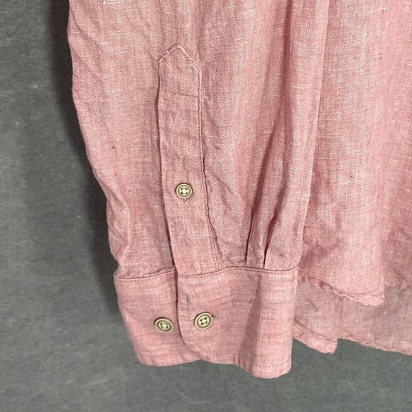 Joseph Abboud Shirt Men Sz 2XL Pink Button Down‎ 100% Linen Pockets Coastal - Picture 6 of 13